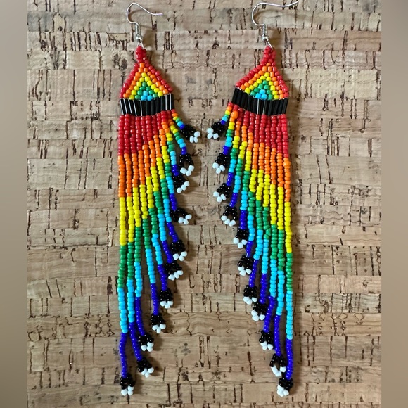 Rainbow beaded Earrings - Picture 2 of 5
